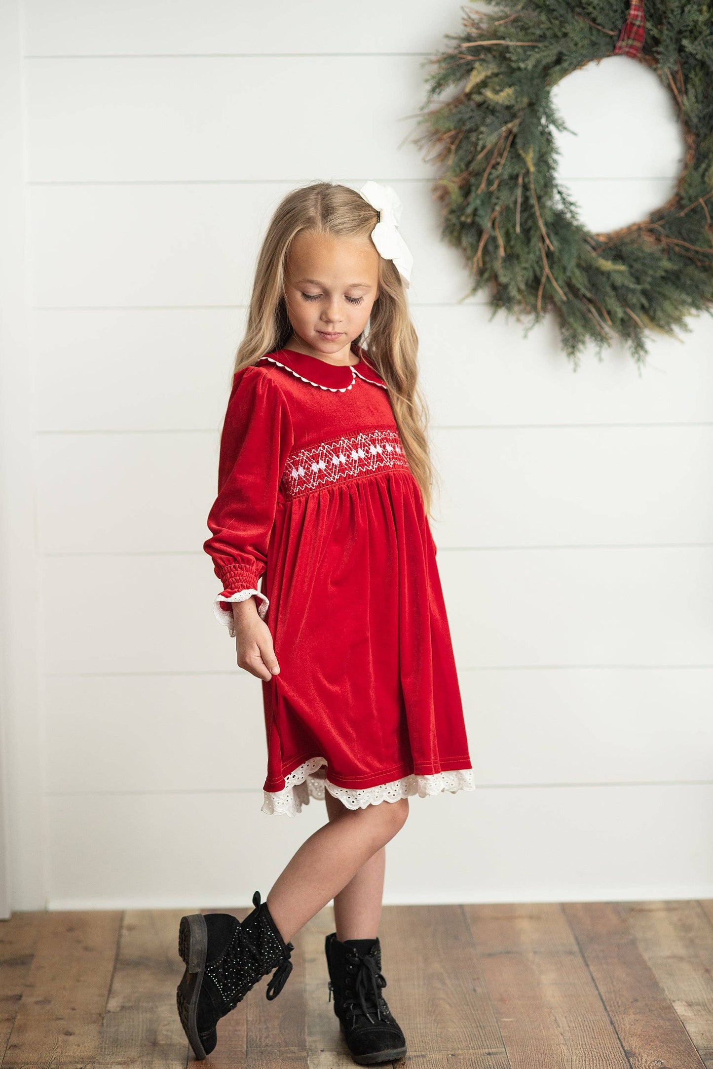 Kids Red Velvet Holiday Dress