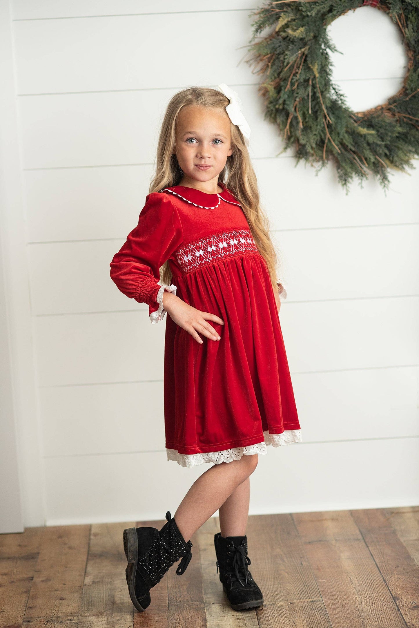 Kids Red Velvet Holiday Dress