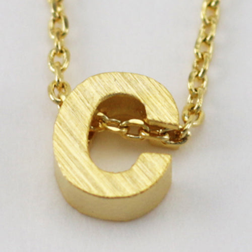 Gold Block Letter Initial Necklace