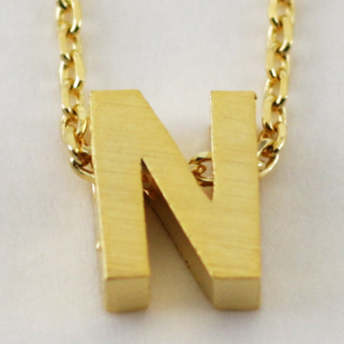 Gold Block Letter Initial Necklace