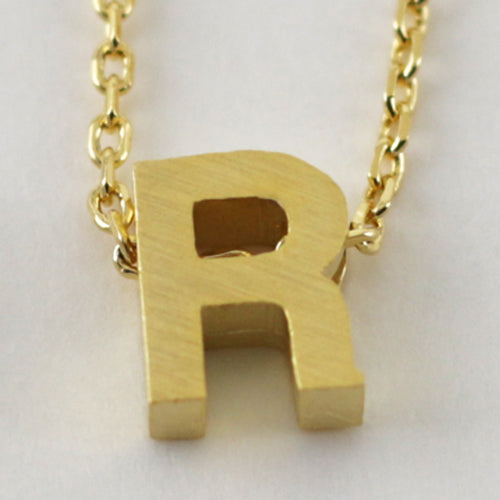 Gold Block Letter Initial Necklace