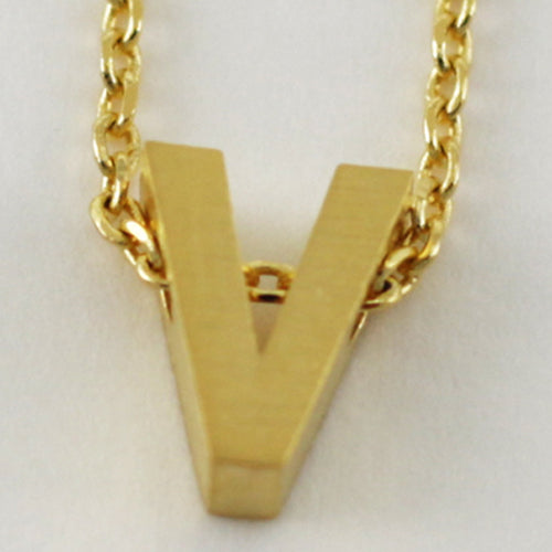 Gold Block Letter Initial Necklace