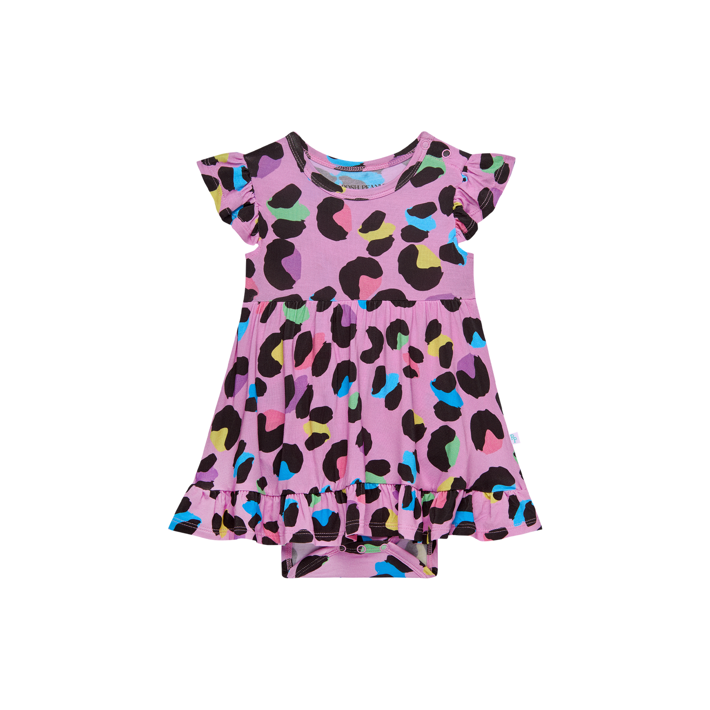 Ruffled Bodysuit Dress-Electric Leopard