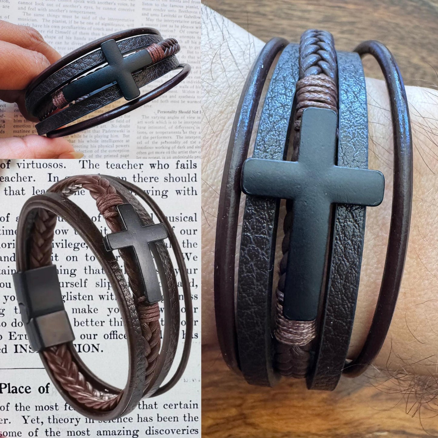 Men's Cross Braided Bracelet