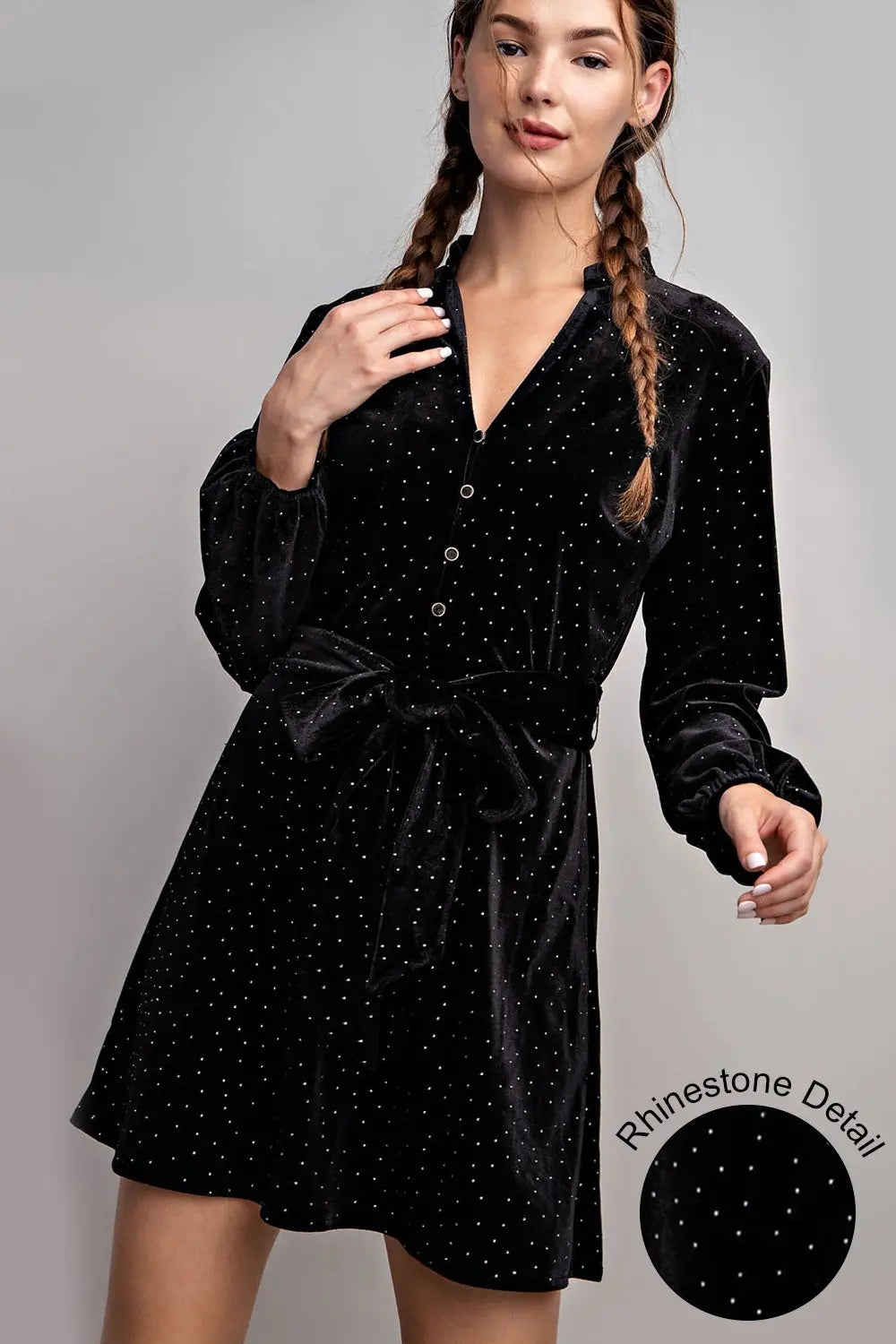 Rhinestone Tie Waist Dress