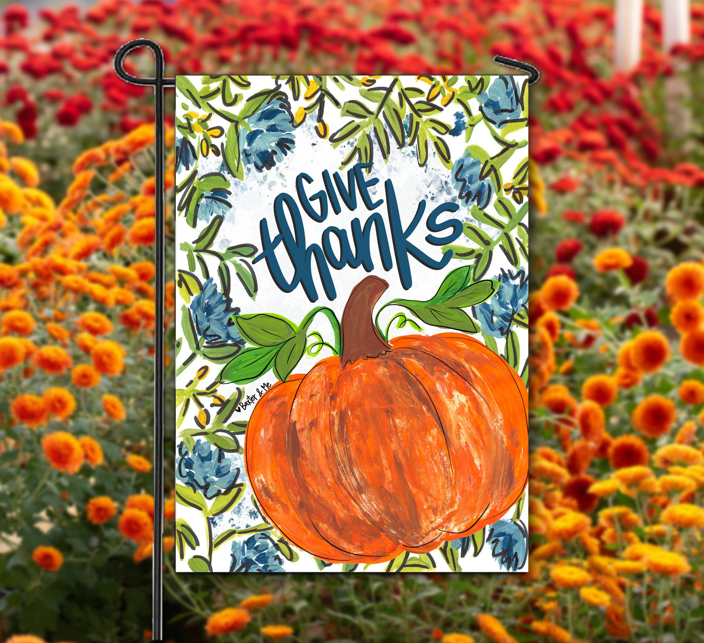 Give Thanks Pumpkin Garden Flag