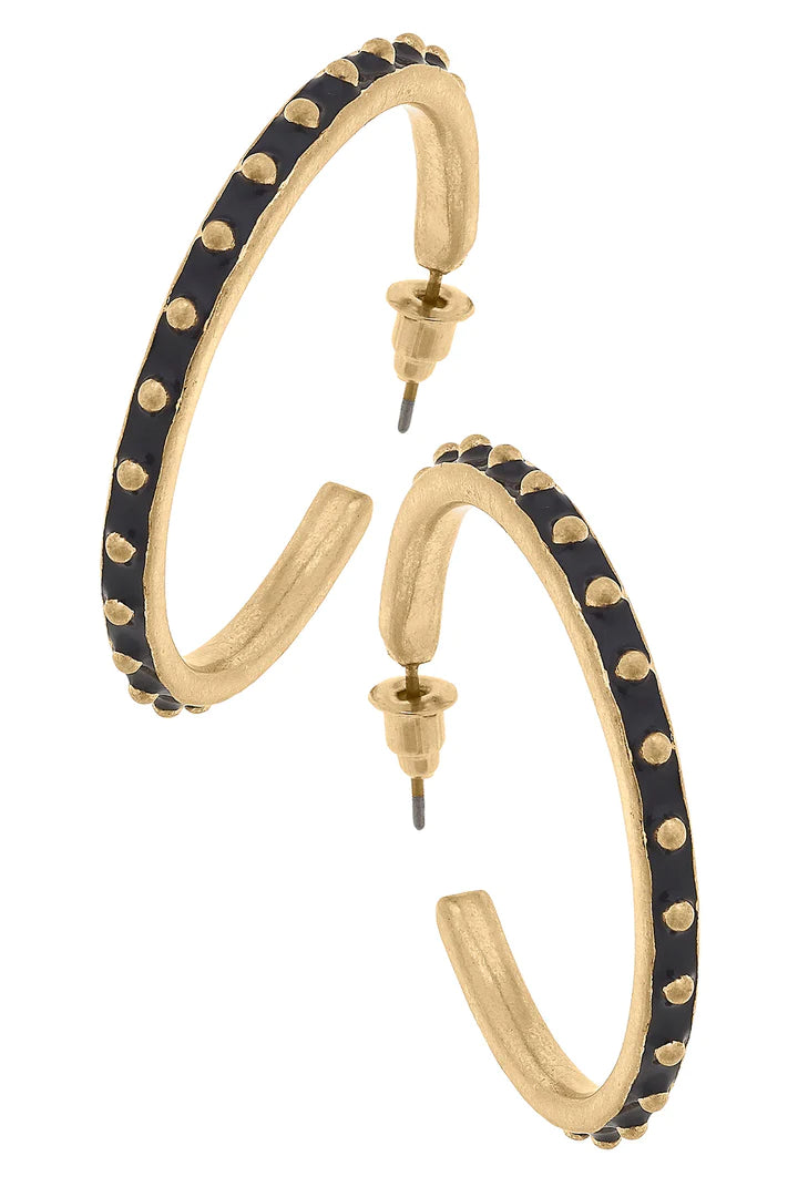 Metal Hoop Earrings in Black