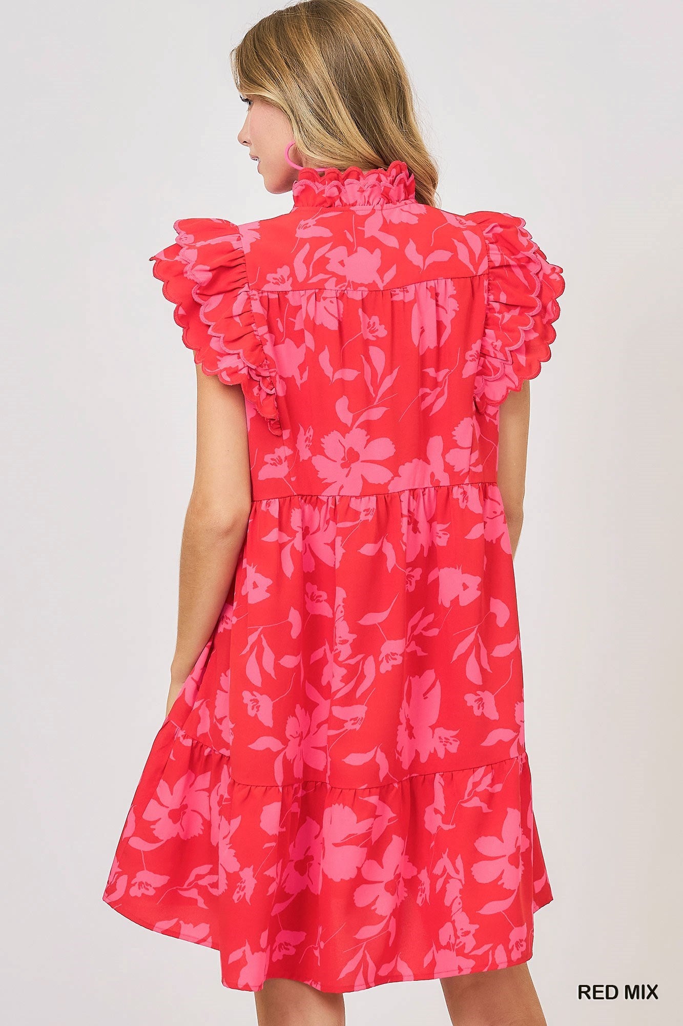 Red & Pink Floral Dress