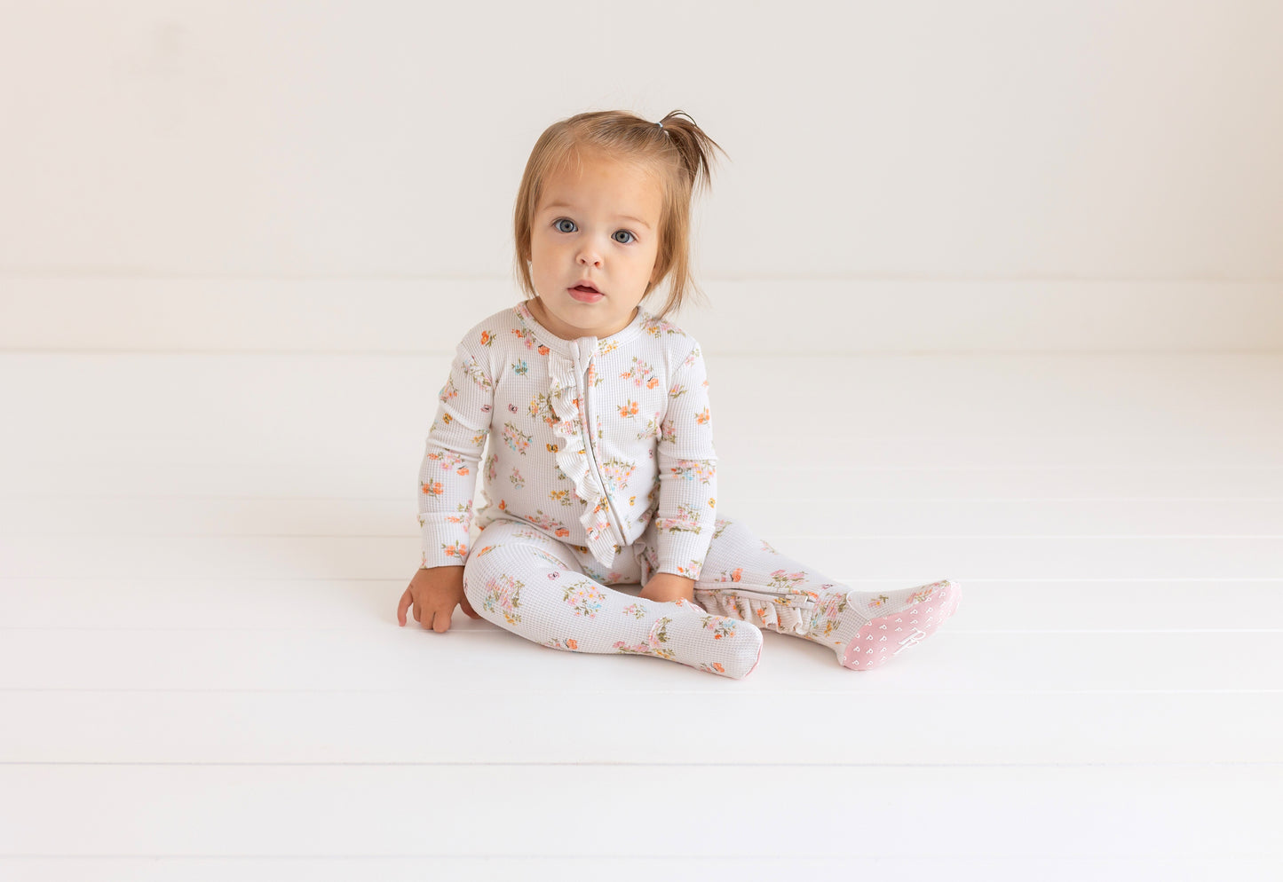 Footie Ruffled Zippered One Piece-Clemence