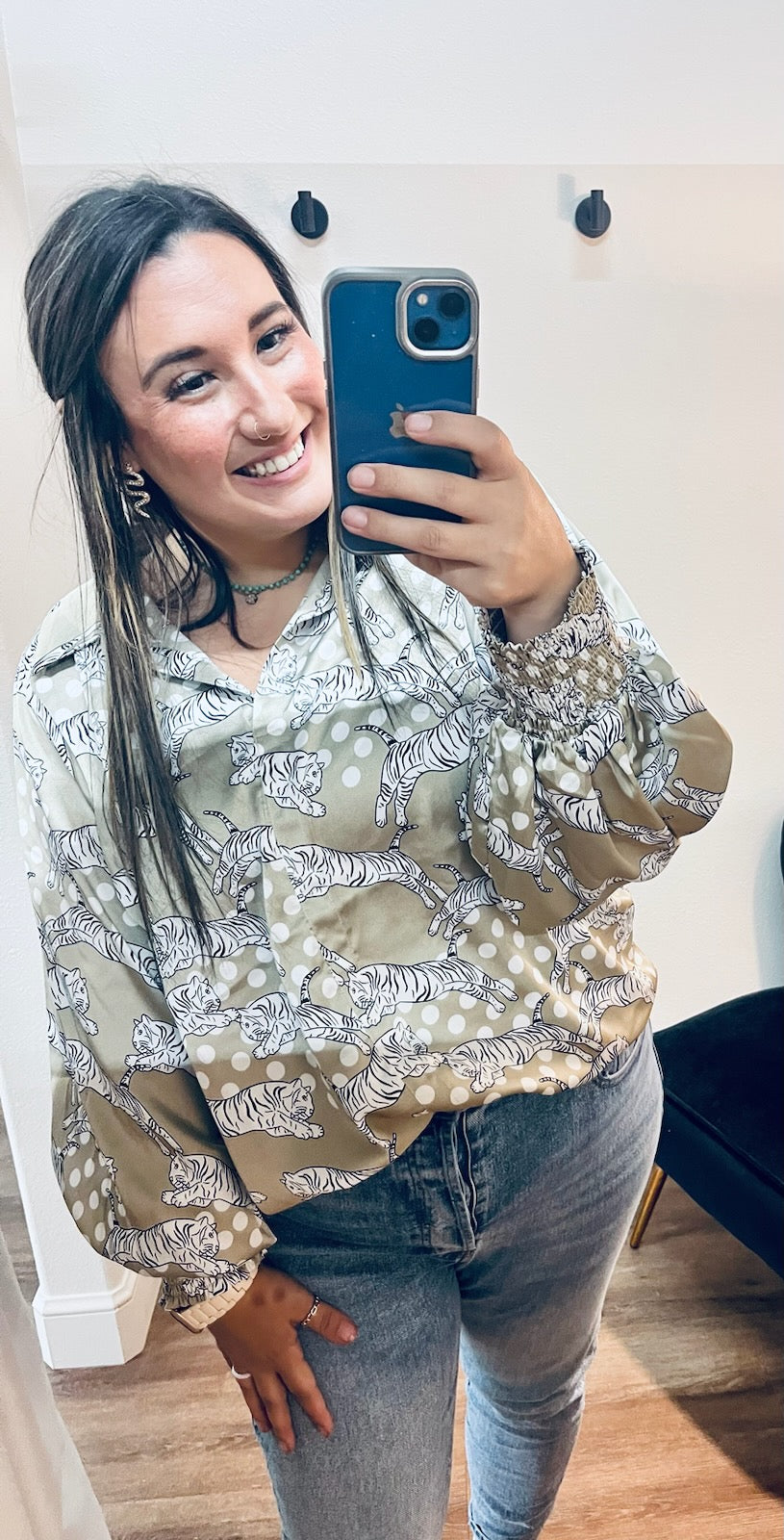 Get ‘Em Tiger Satin Blouse