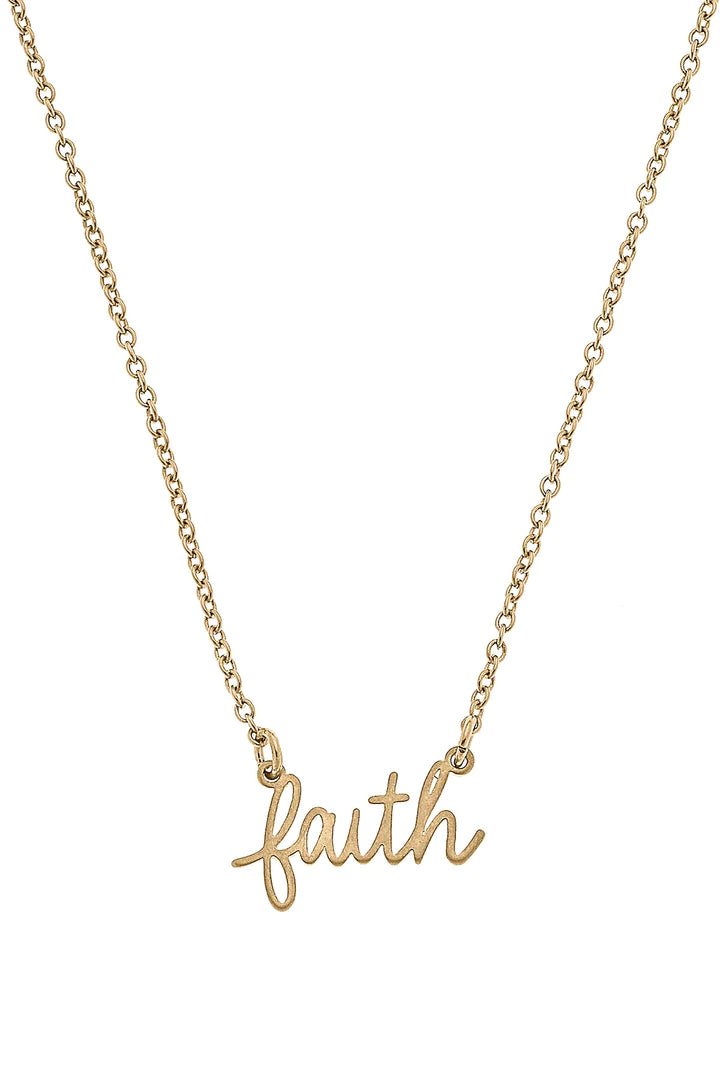Julia Faith Delicate Chain Necklace in Worn Gold