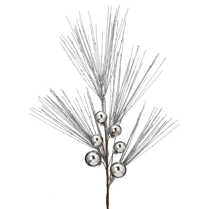 Silver Pine with Balls Spray