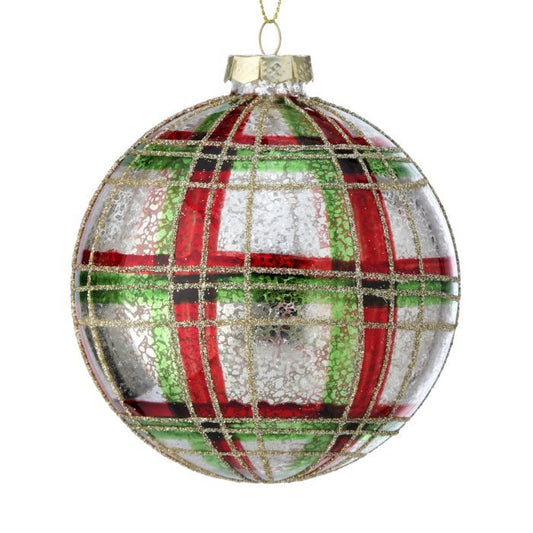Mercury Glass Plaid Ornament