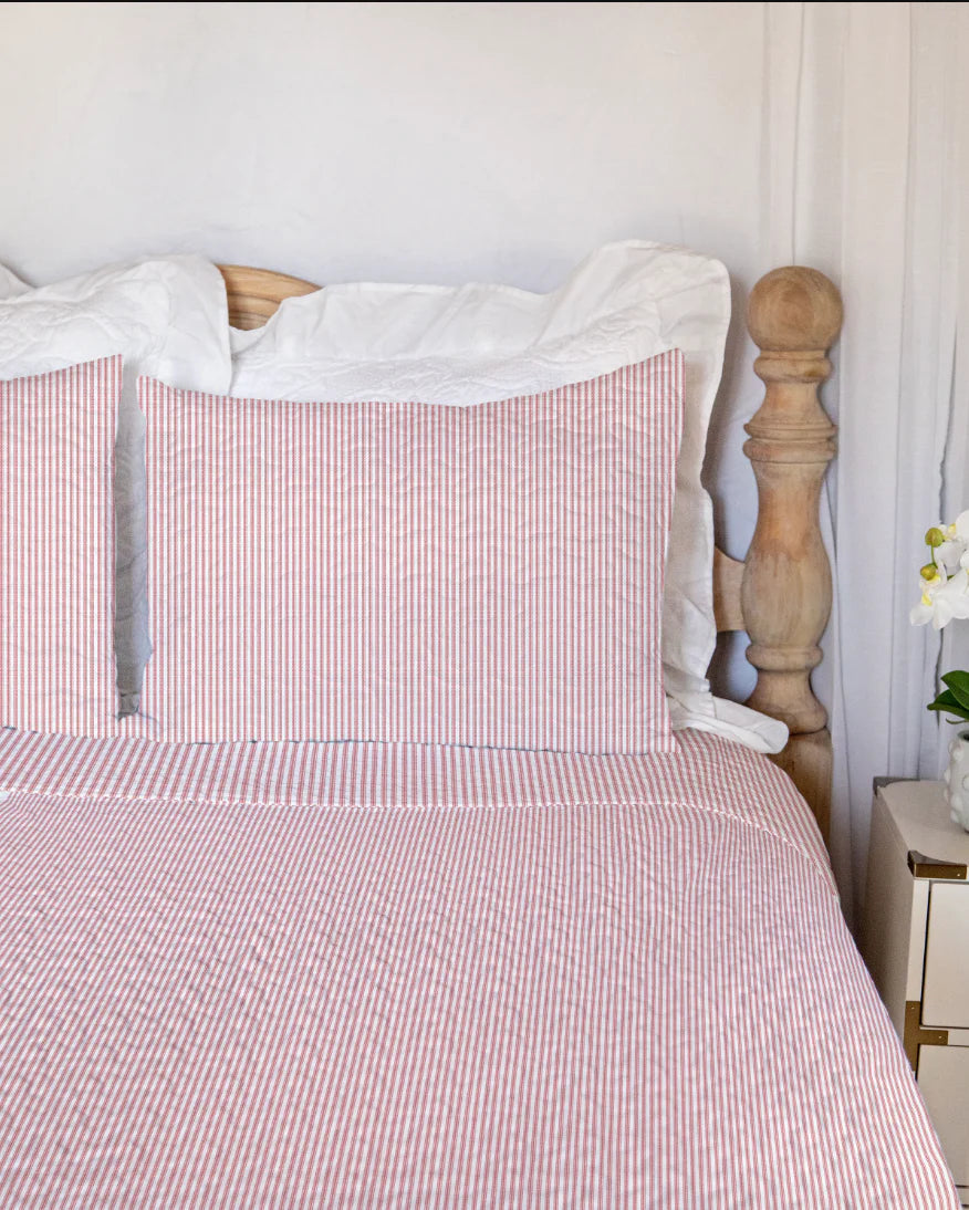 Ticking Stripe Red King Quilt