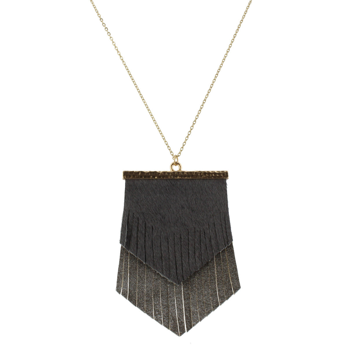 Necklace with 2 Layer Fringe Shield