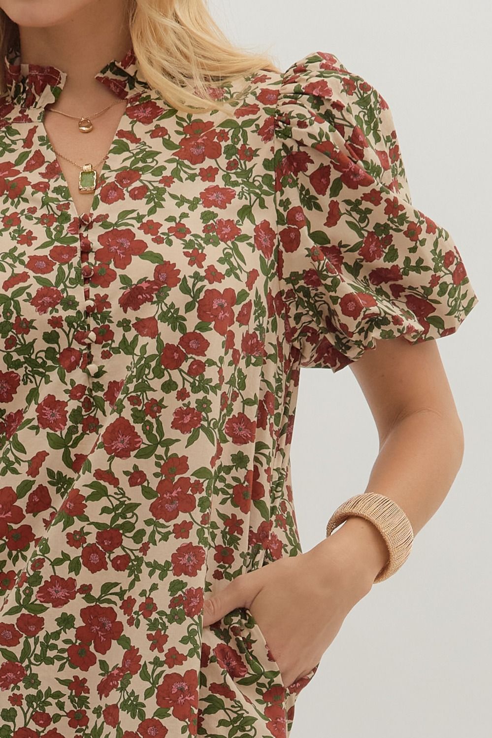 Taupe Floral Dress