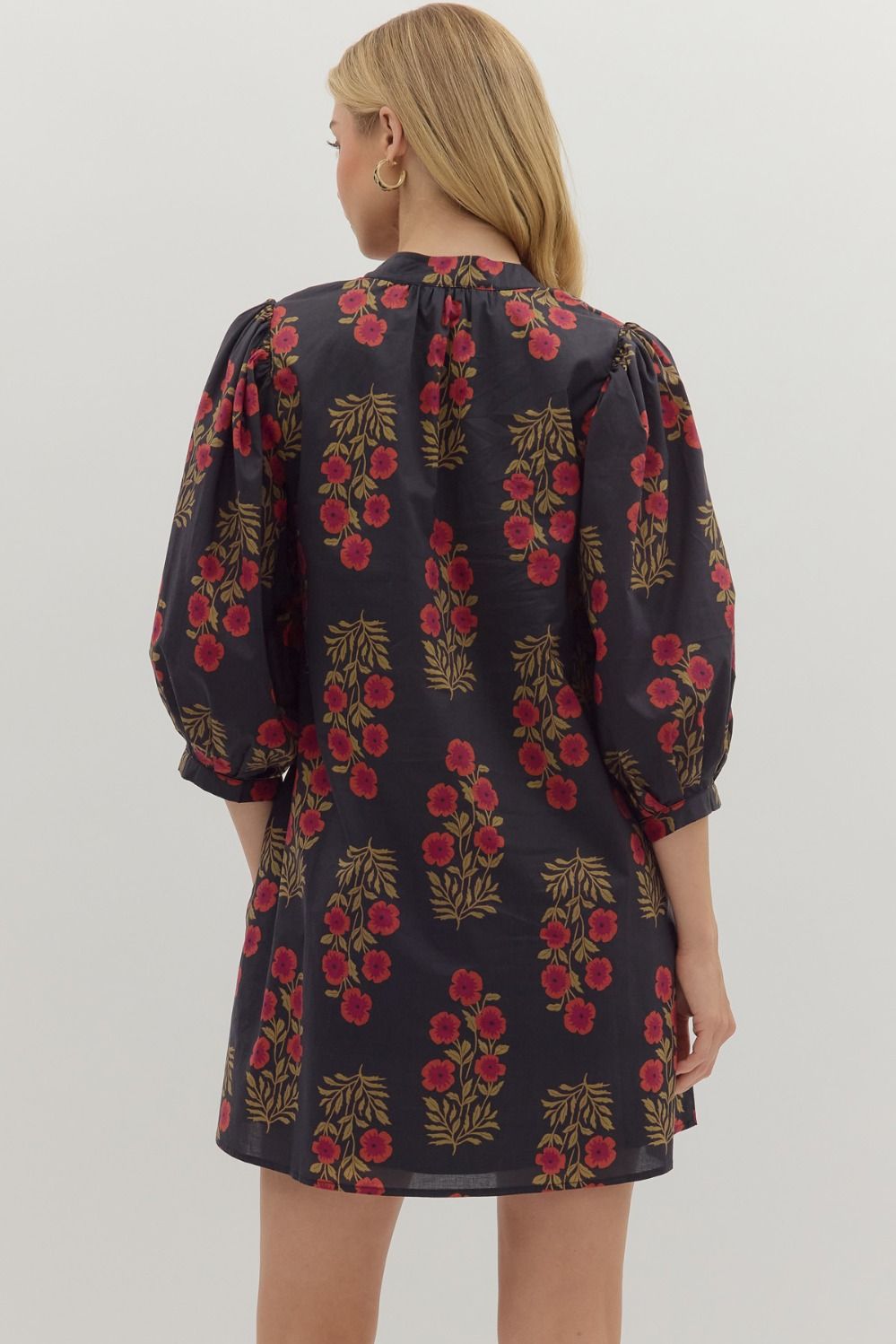 Black Floral Midi Dress