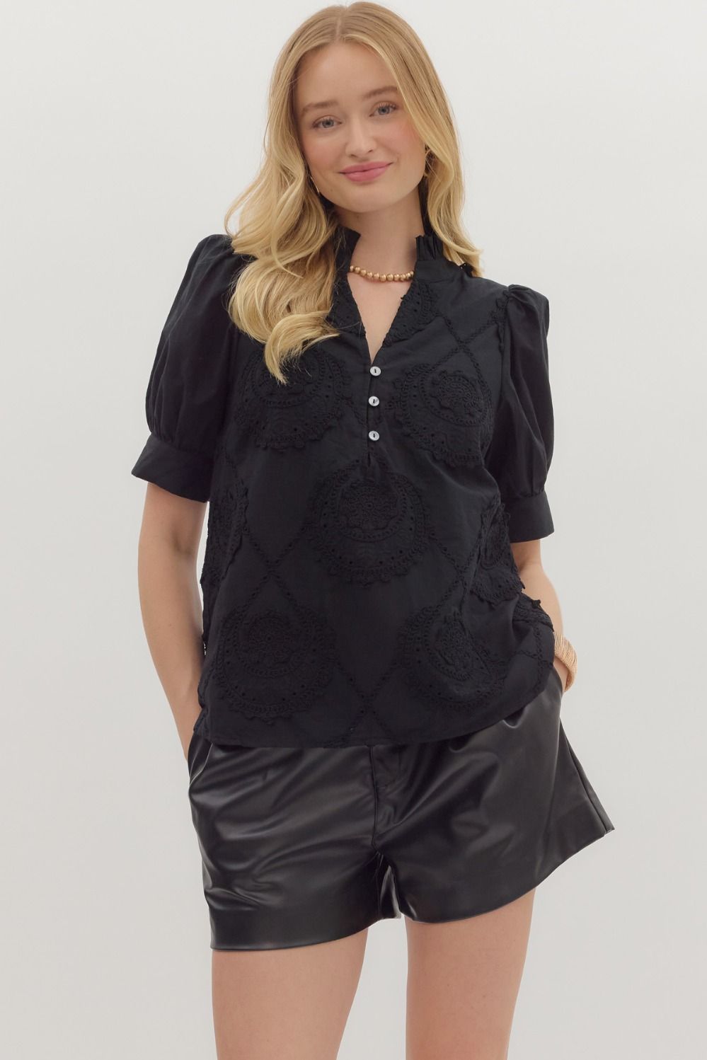 Black Embroidered Top