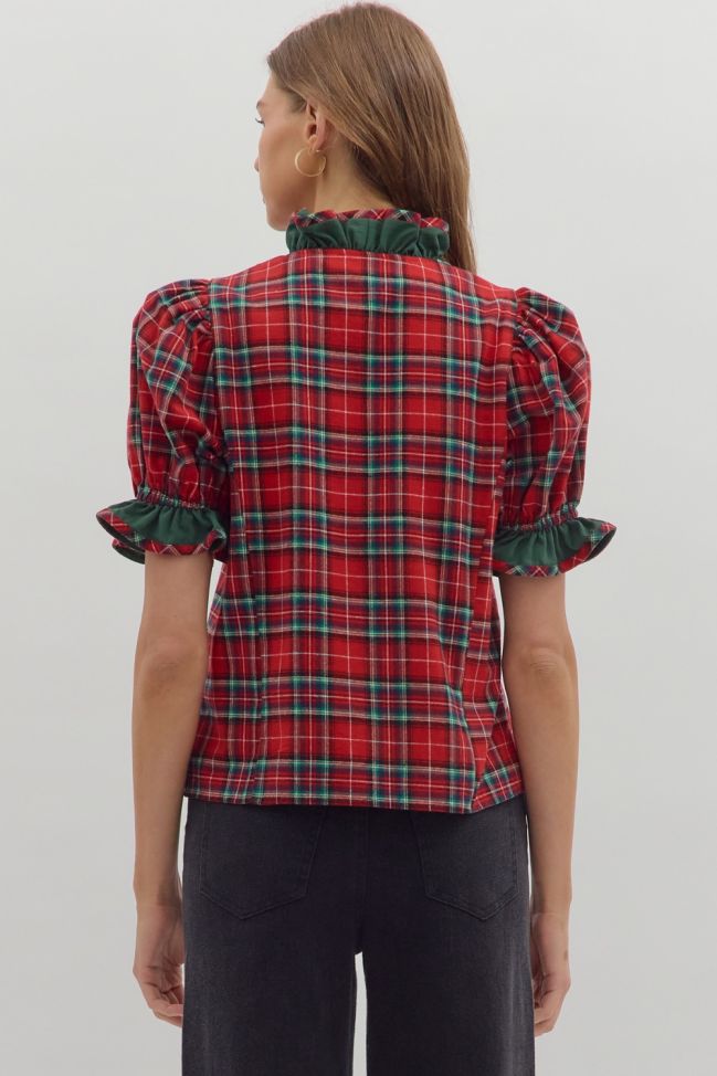 Christmas Plaid Ruffle Top