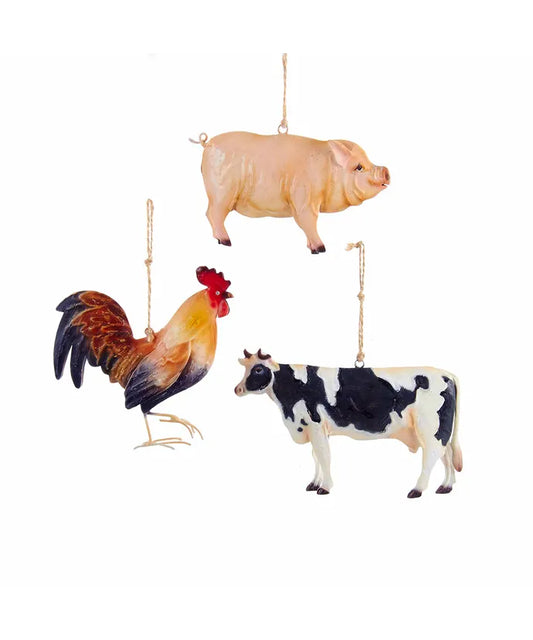 Tin Farm Animal Ornament