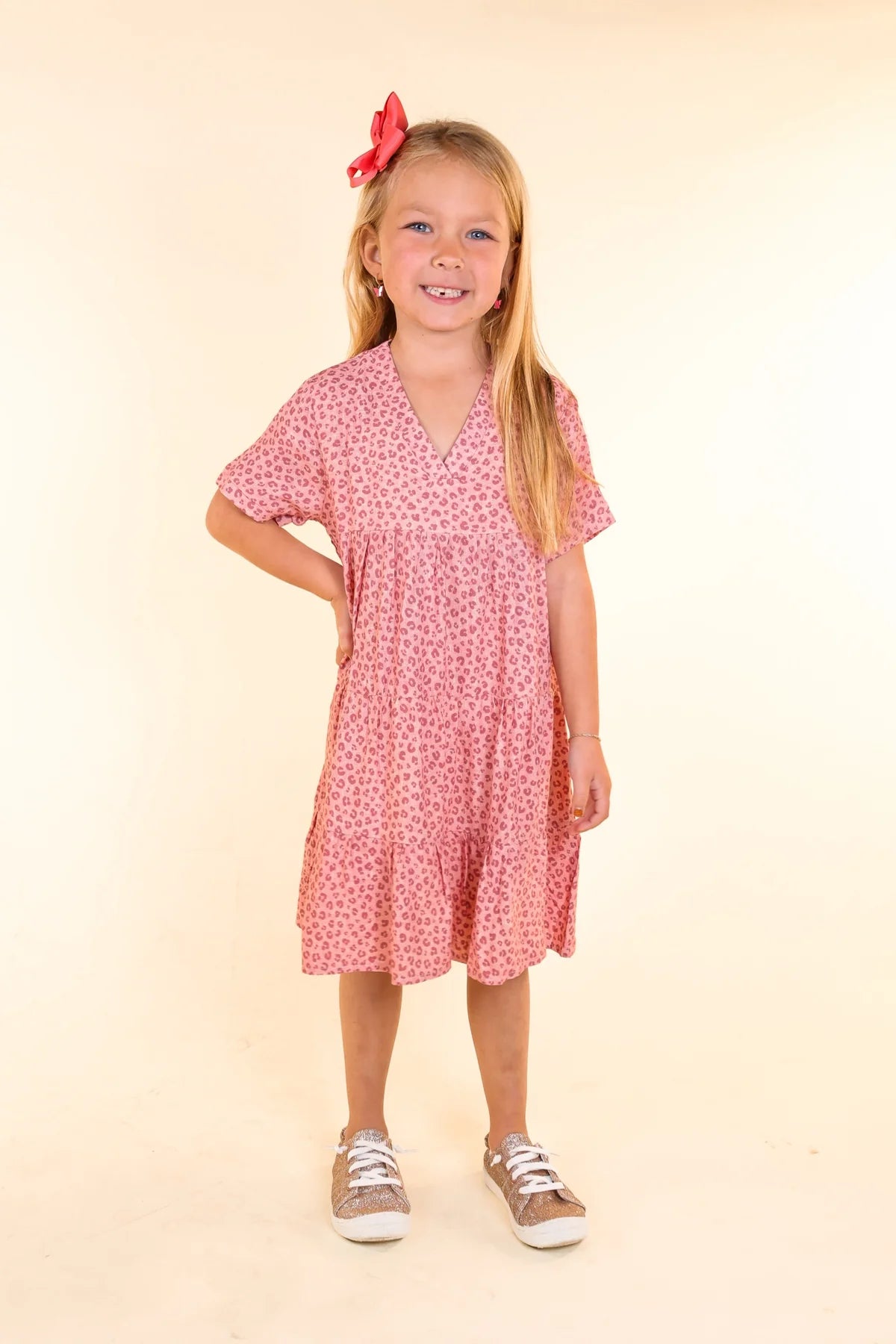 Girls Glam-u-lous Pink Leopard Dress