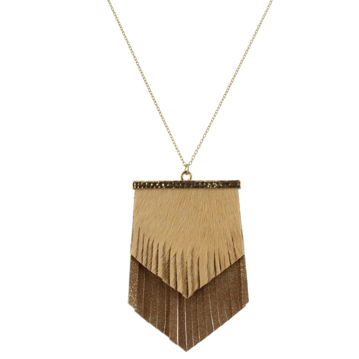 Necklace with 2 Layer Fringe Shield