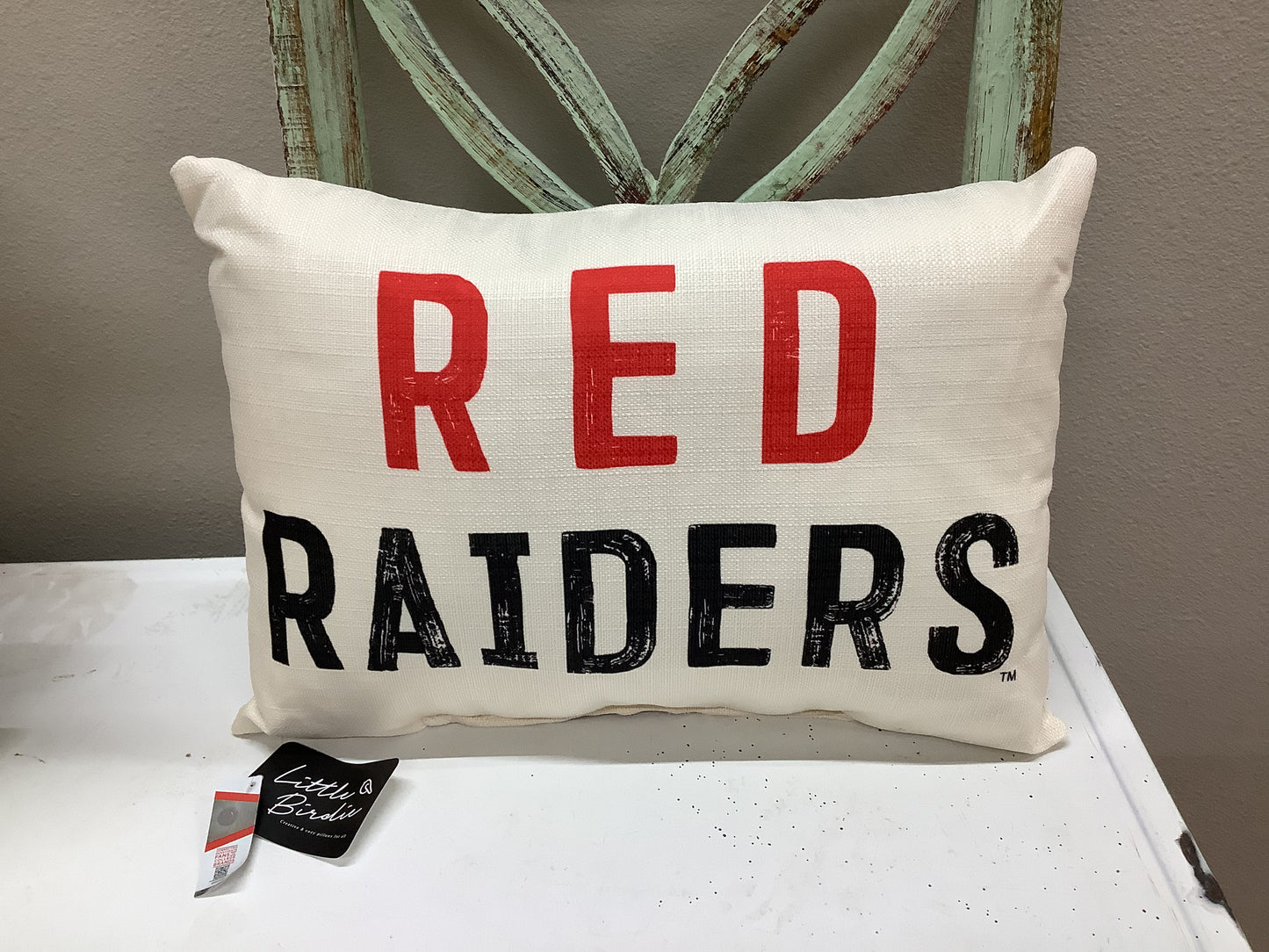 Distressed Red Raiders Pillow