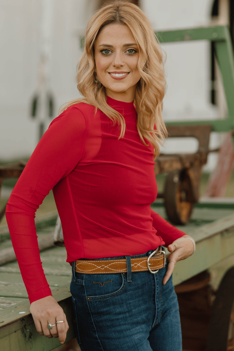 Sterling Kreek Women's Tops Meshed Out Red Top