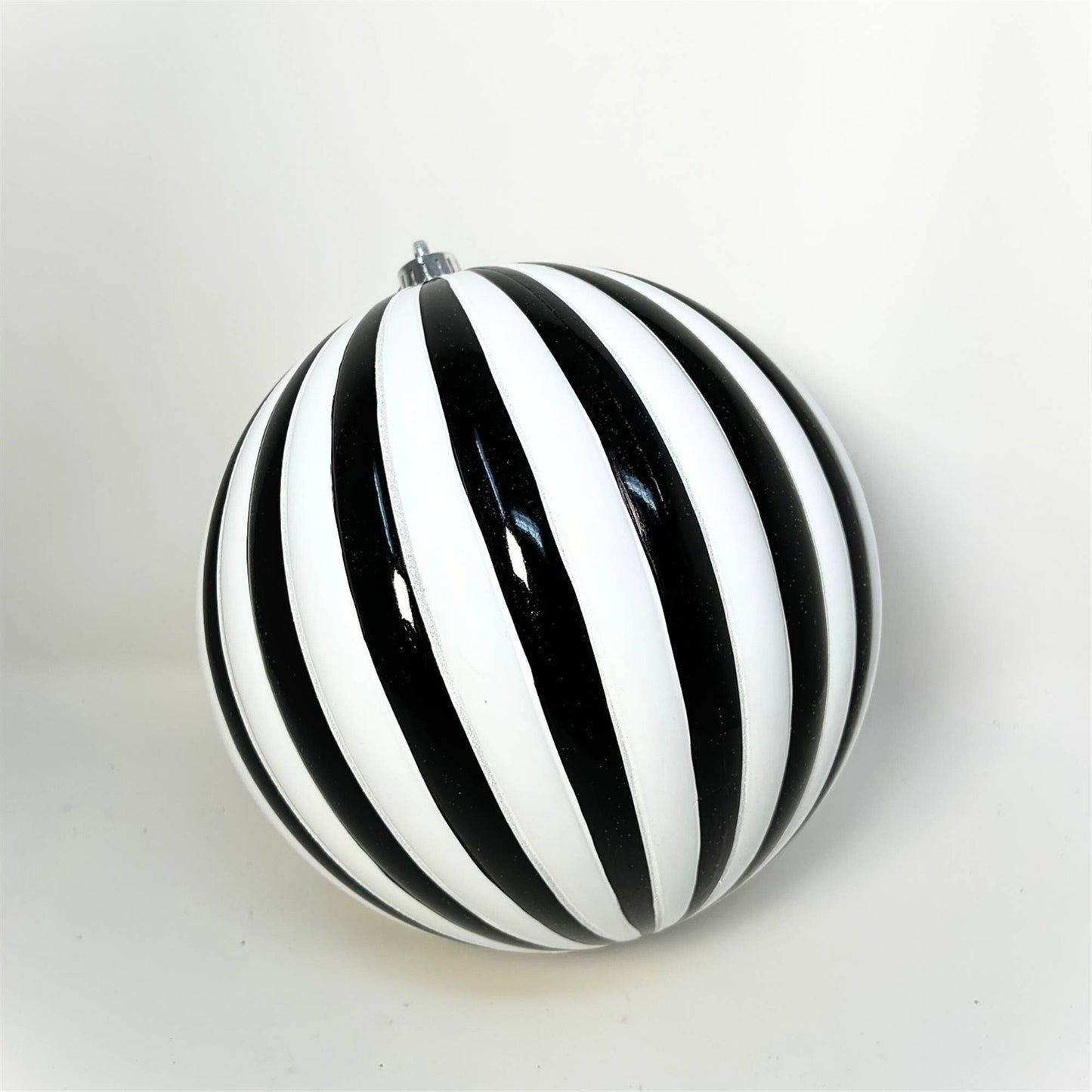 black and white vertical striped ornament