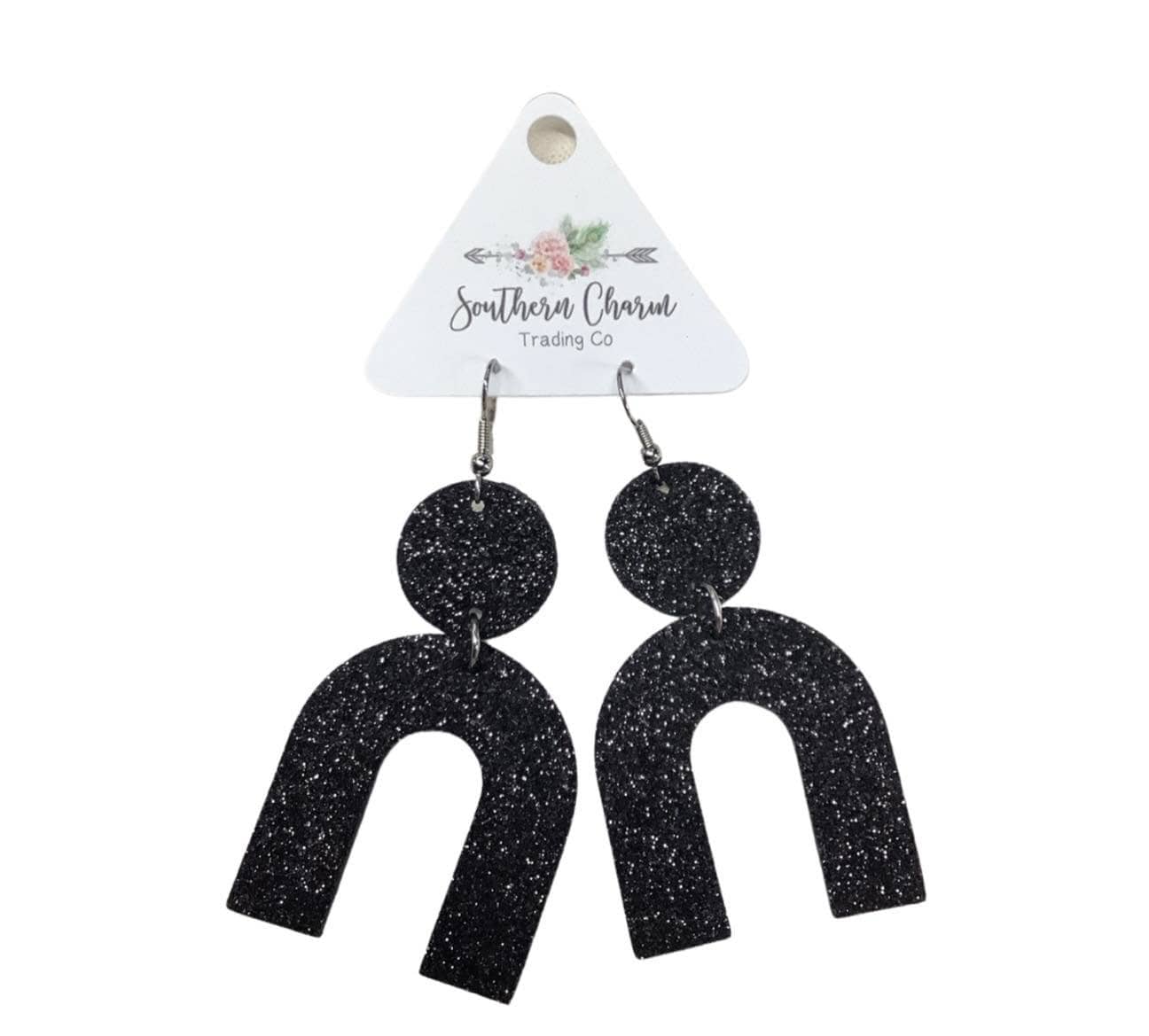 Black Glittery Rainbows Earrings