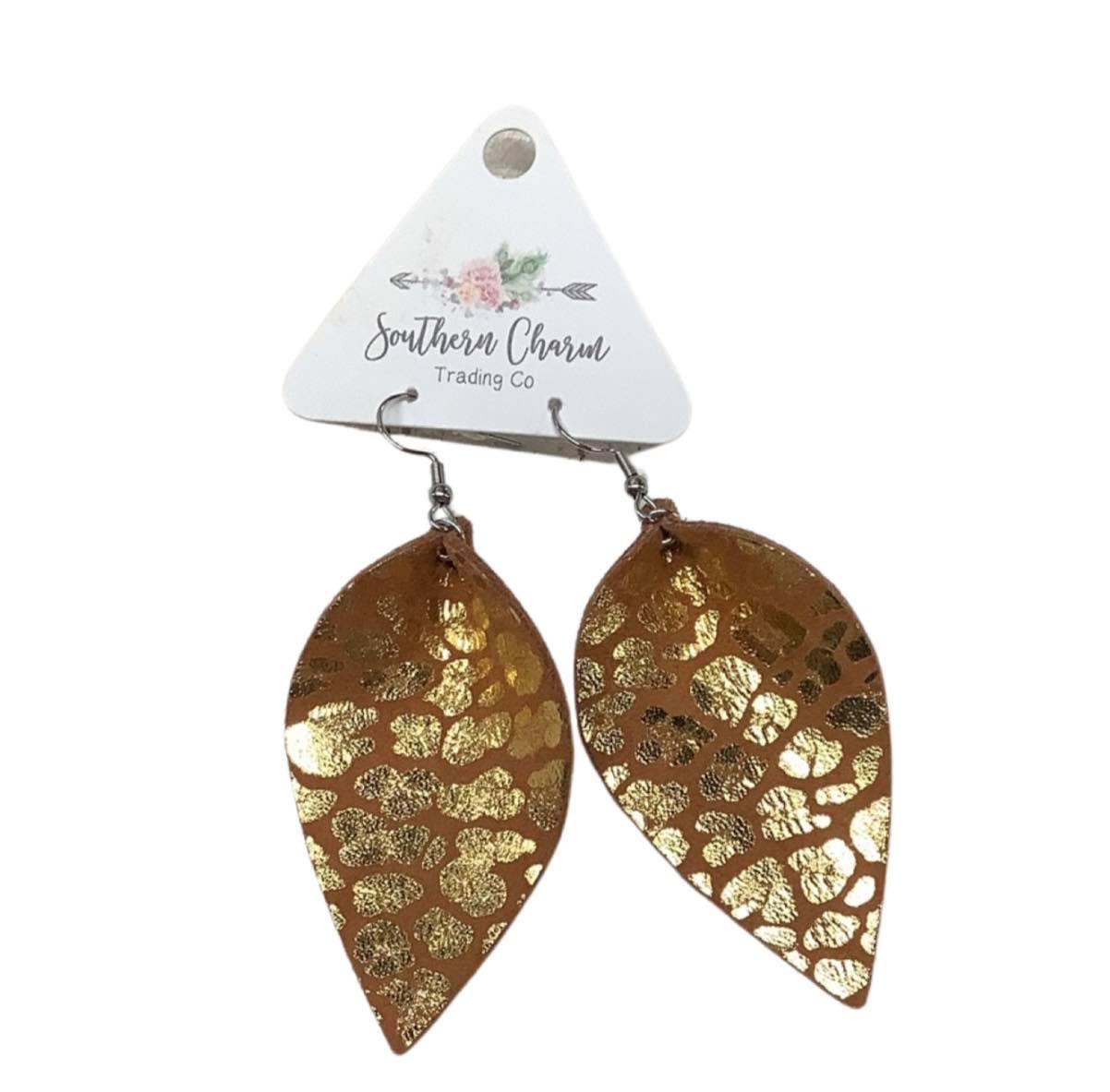 Metallic Brown Leopard Earrings
