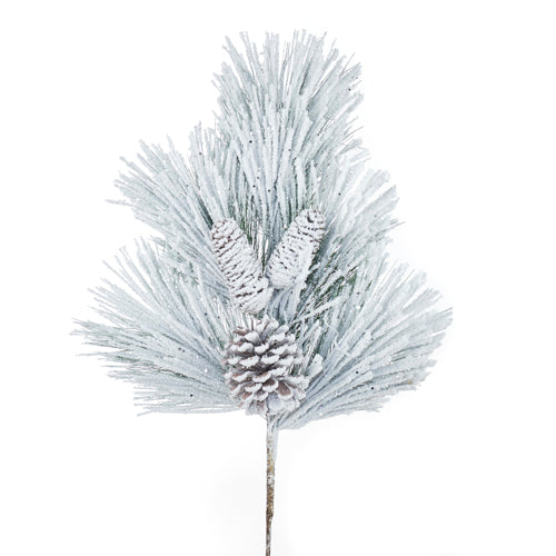 28" Snowy Pine and Pinecone Spray