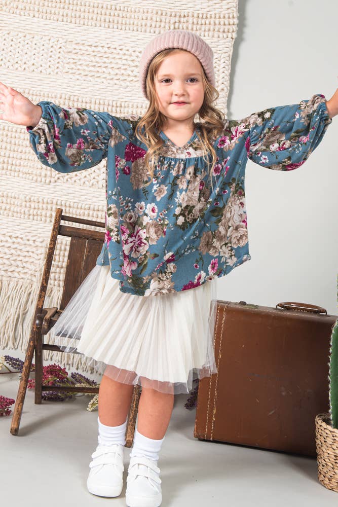 Girl's Floral Babydoll Top