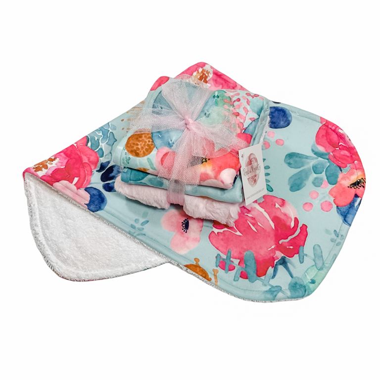 floral burp cloth set