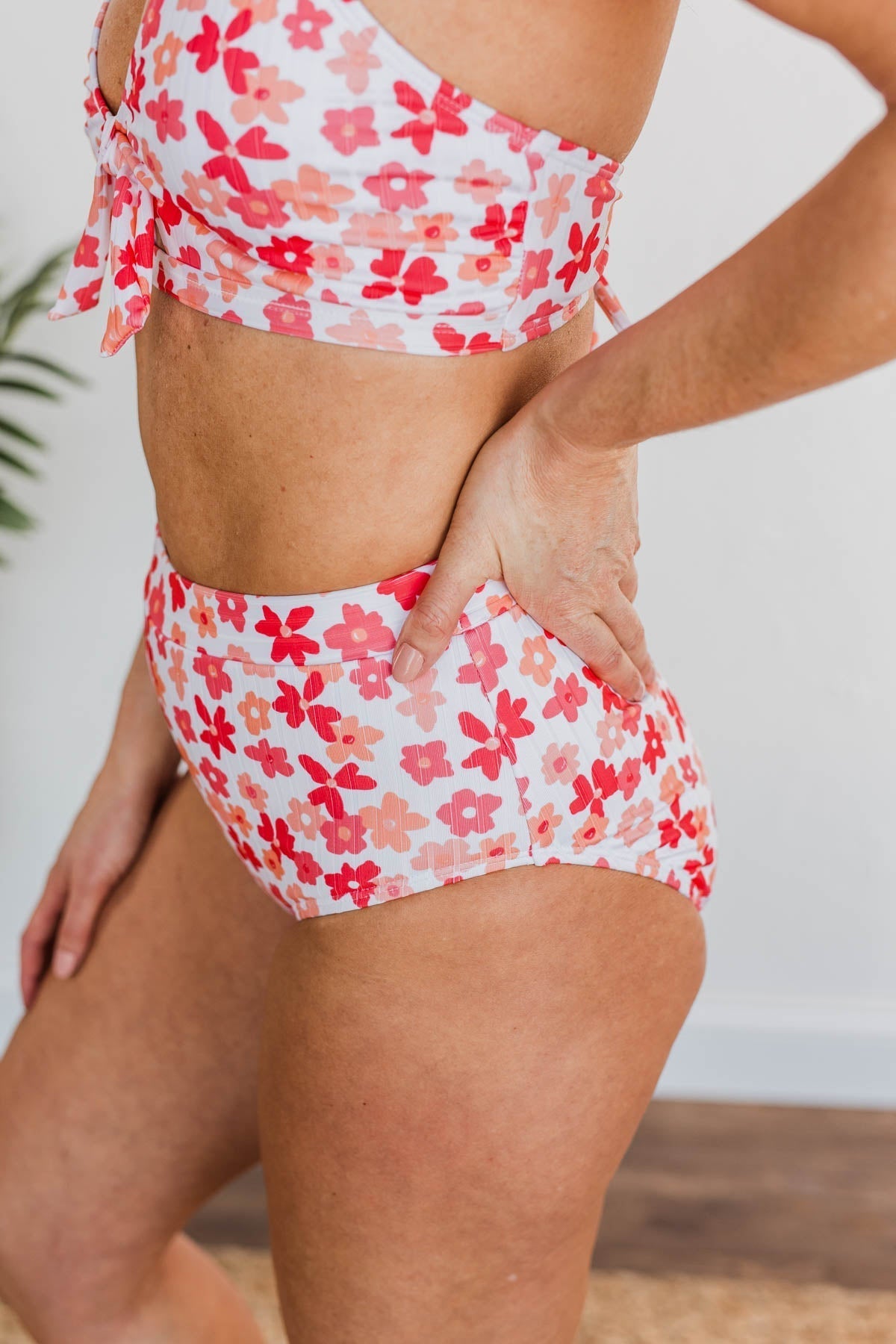 Peach & Coral High Rise Swim Bottoms