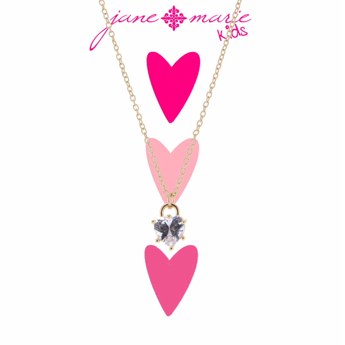 Kid's Clear Stone Heart Necklace