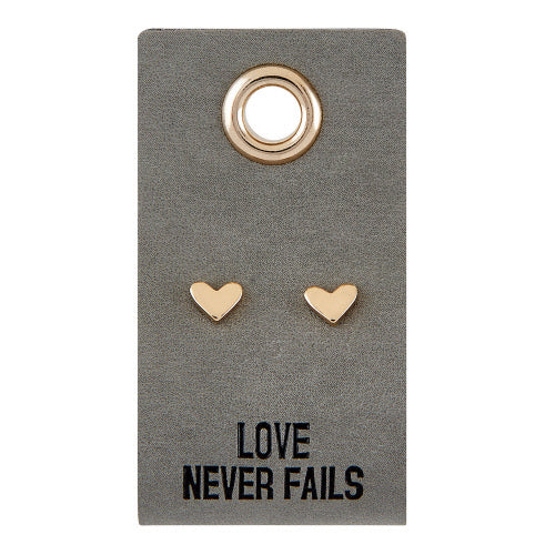 Heart Earrings on Leather Tag