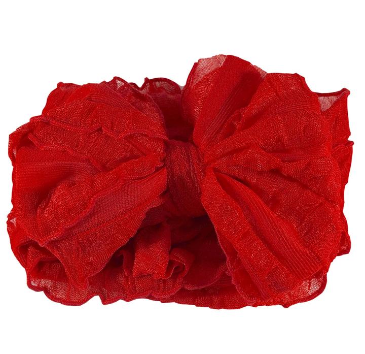 red ruffled headband