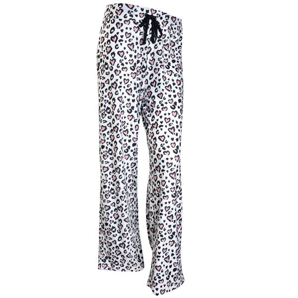 Women Pajama Pants with Leopard Heart Prints
