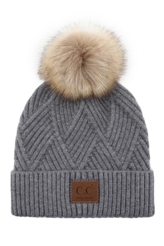 CC Zig Zag Pom Beanie
