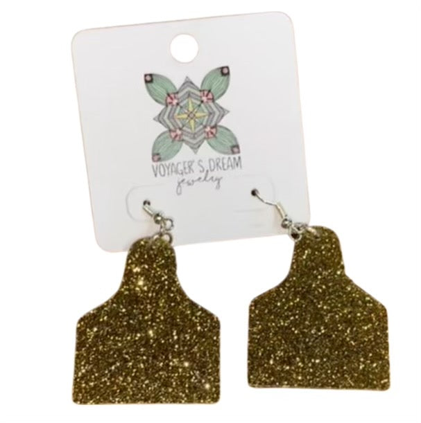 Gold Sparkle Air Tag Earrings