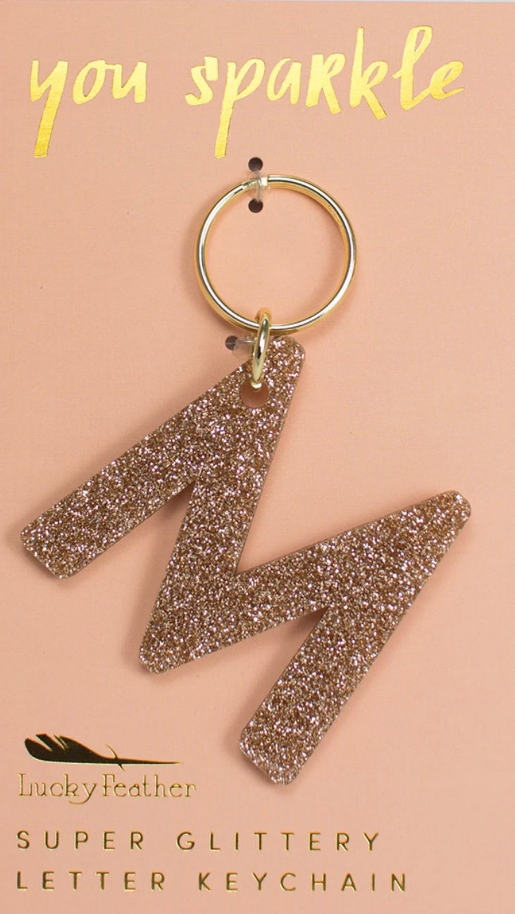 Gold Glitter Letter Keychain