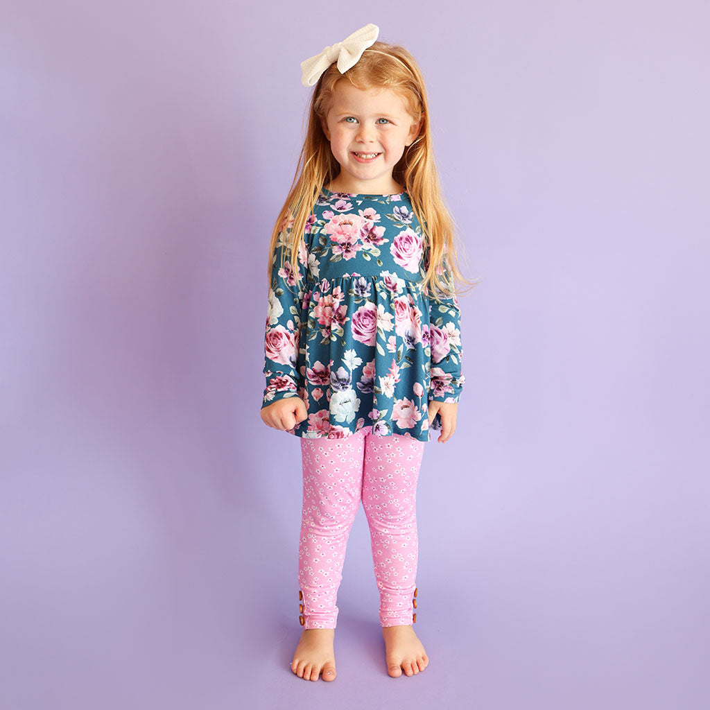 Posh Peanut Long Sleeve Basic Peplum Top & Legging Set-Keisha