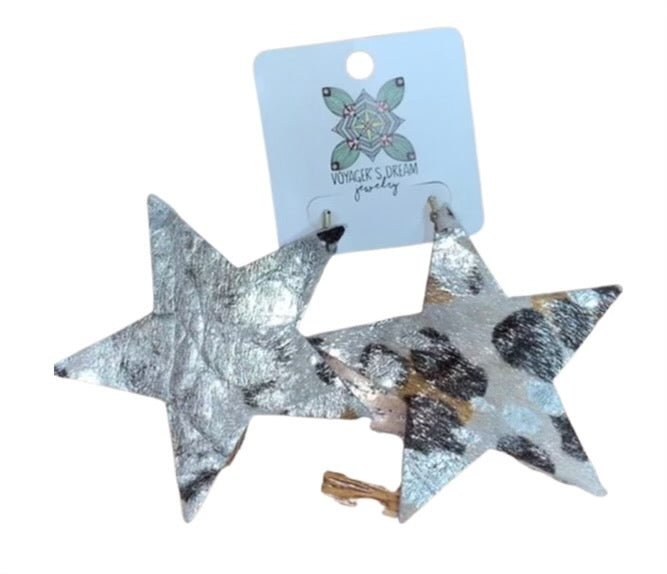 Leopard Hide On Leather Earrings