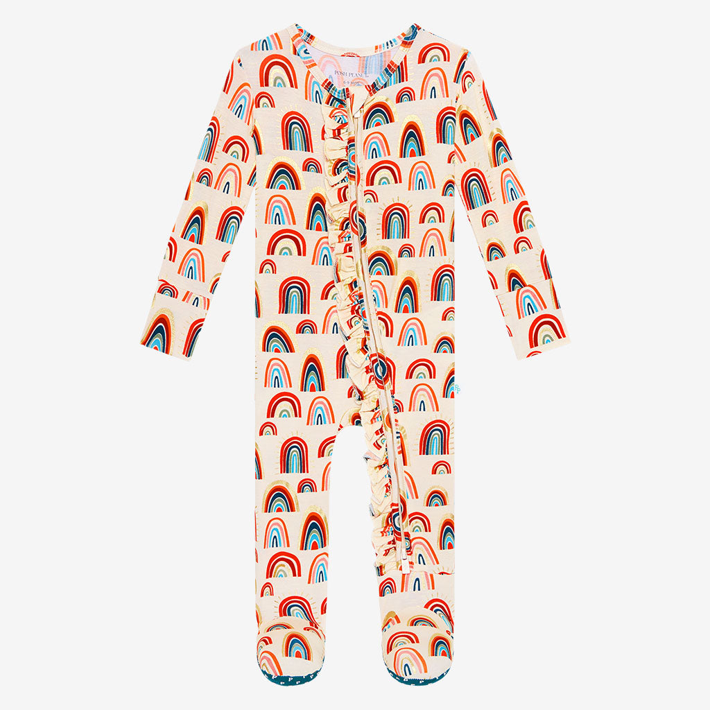Posh Peanut Footie Ruffled Zippered One Piece-Skyla