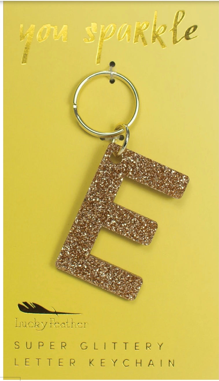 Gold Glitter Letter Keychain