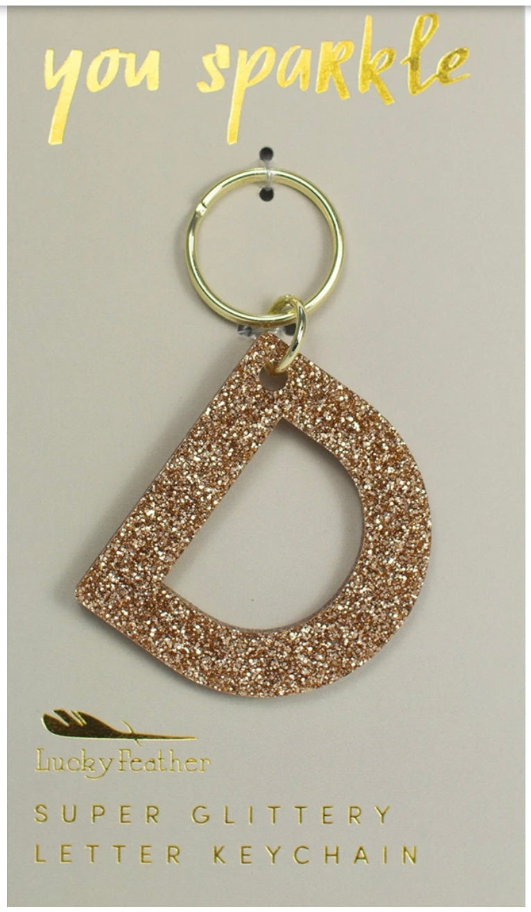 Gold Glitter Letter Keychain