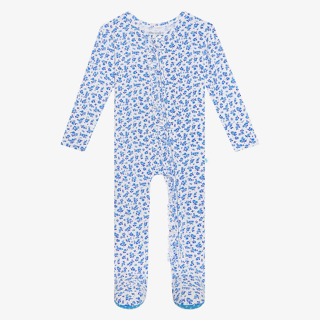 Posh Peanut Footie Ruffled Zippered One Piece-Andina