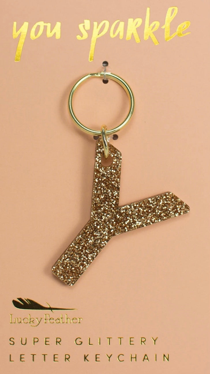 Gold Glitter Letter Keychain