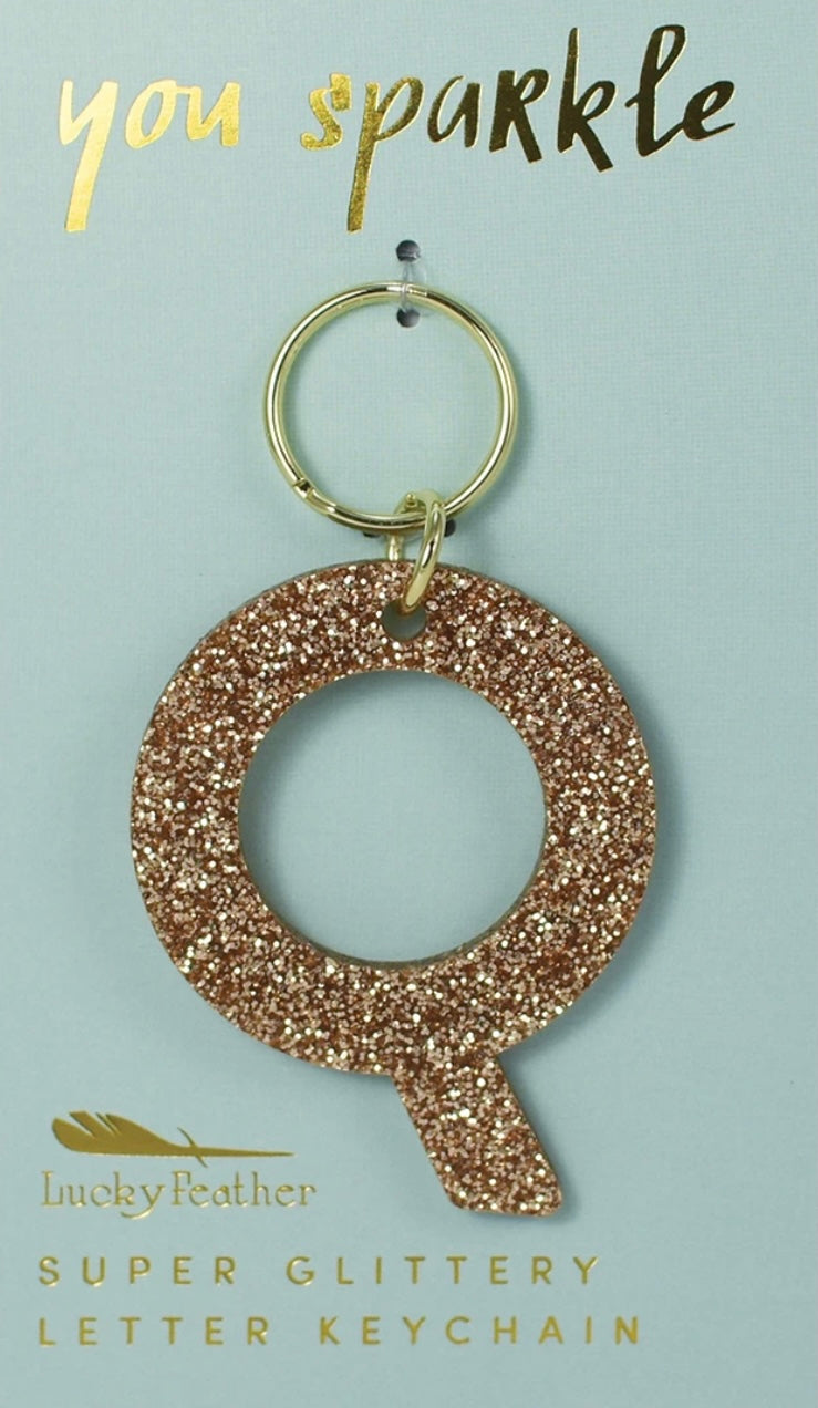 Gold Glitter Letter Keychain